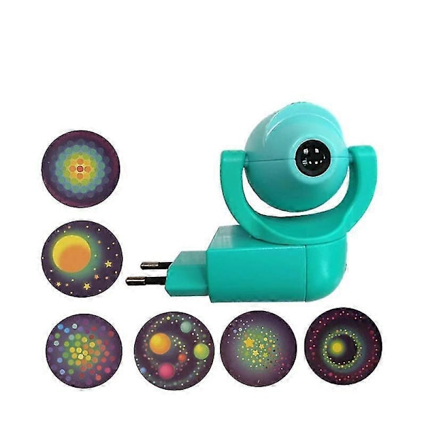 Stjerne Måne Dyr Projektor LED Projektor 6 Billeder Sensor EU Stik Natlampe Til Børn Baby Soveværelse Dekoration Blue