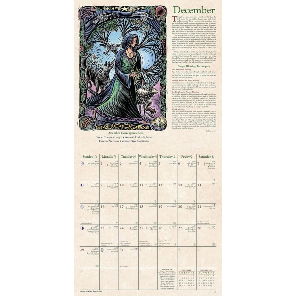 Häxkalender 2023 | 12 Illustration månatlig familjens väggkonstkalender | Estetiska dekorativa hängande kalendrar för heminredning