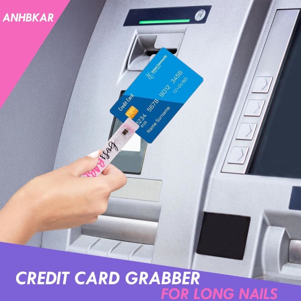3 STK Kreditkortgrabber til lange negle nøglering, korttrækker akrylmateriale, betalingskortgrabber til kvinder piger