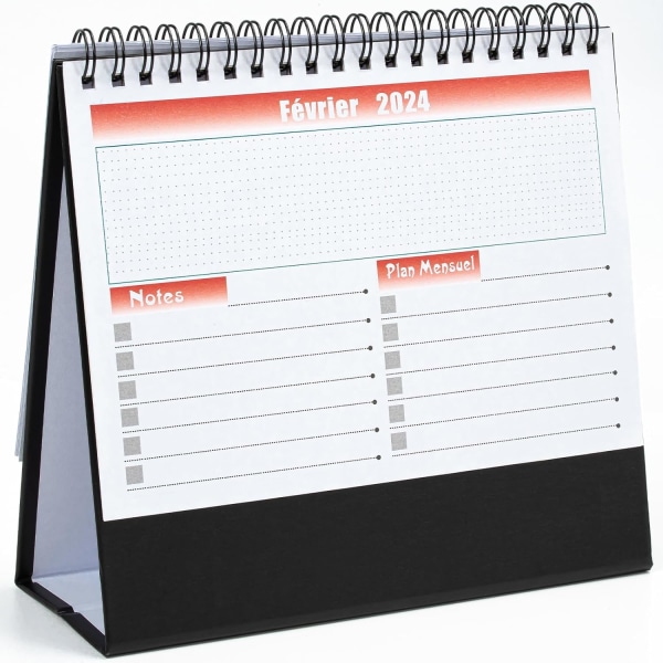 2024 Kalender - 12 månaders skrivbordskalender från januari 2024 till december 2024, Vänd månadskalender med anteckningar, 12,5 x 17,5 cm-C