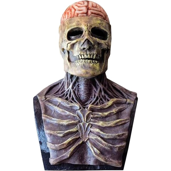 Skull Mask Scary Full Head Skeleton Päähineet Kammottava biokemiallinen naamio Realistinen Halloween Cosplay Latex Horror Mask