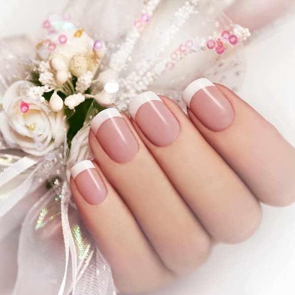 French Nail Stickers - 12 pcs, White Tips, Smile Line Guide, Nail Decoration