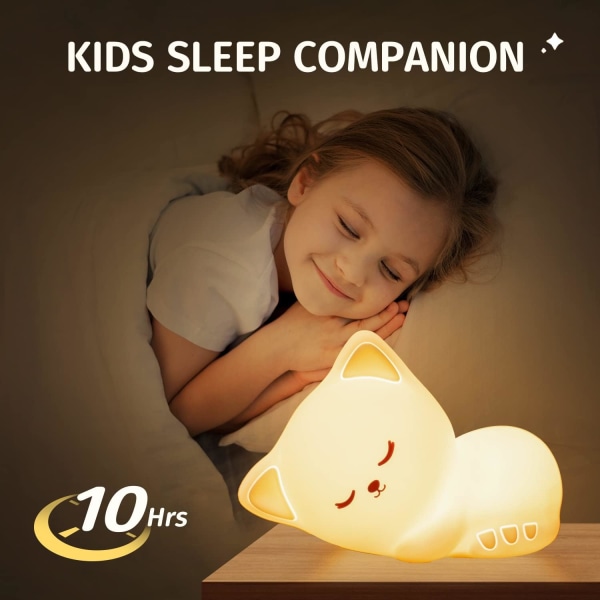 Baby yövalo Kawaii Deco -tytön huone, 16 väriä lasten vuodelamppu, kissan yövalo sisustus, lahja tytölle