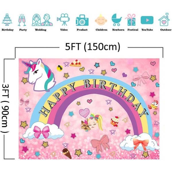 Pink Rainbow Unicorn Theme Photography Backdrops Happy Dream Crazy Big Birthday Decor Sweet Background Vinyl Baby Shower Supplies Party Banner 5x3ft