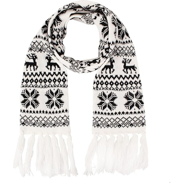 Unisex Jul Ren Julsnöflinga Halsduk Höst Vinter Varm Stickad Lång Halsduk