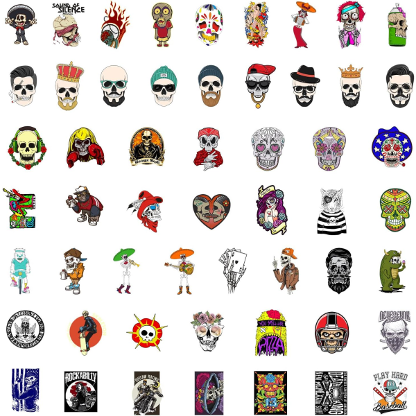 100 STK Skull Stickers, Vinyl Vandtætte Stickers til Vandflasker Bumper Laptop Computer Telefon Case Skateboard Motorcykel, Cool Stickers til Voksne