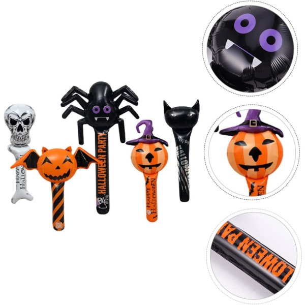 5 st uppblåsbara Halloween-pinnar i mylarballonger Halloween aluminium ballonger ballonger dekoration ballonger för mylarark aluminium film dekoration