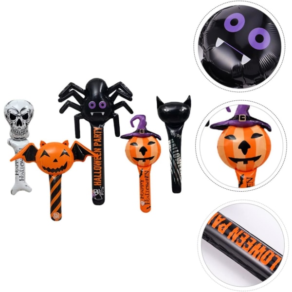 5 stk oppustelige Halloween Mylar-balloner Halloween Aluminium-balloner Ballons Dekorationsballoner til Mylar-ark Aluminiumfolie Dekoration