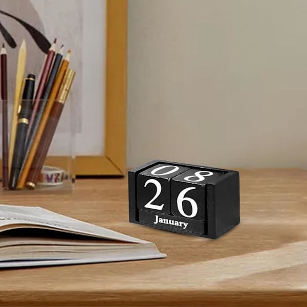Trænedtælling, bryllupsnedtællingsblok, træskrivebordsstykker, evig kalender, skrivebordsornament til vindueskarme, sofaborde-A