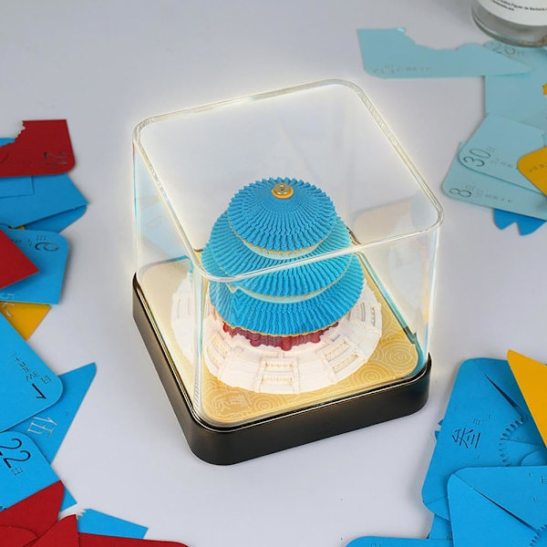2024 Työpöytäkalenteri valoilla 3D Muistio Paperi Taide Sakura Puu Luova 3D Työpöytäkalenteri Post It -laput Muistio Paperi Taide Temple-C