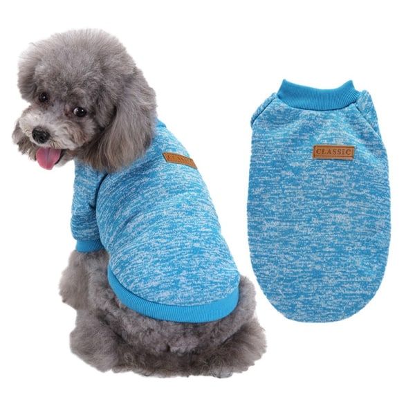 Lemmikkikoiran vaatteet Koiran neule Pehmeä paksuuntuva lämmin Pup Dogs -paita Talvipentupusero koirille (vaaleansininen, L)