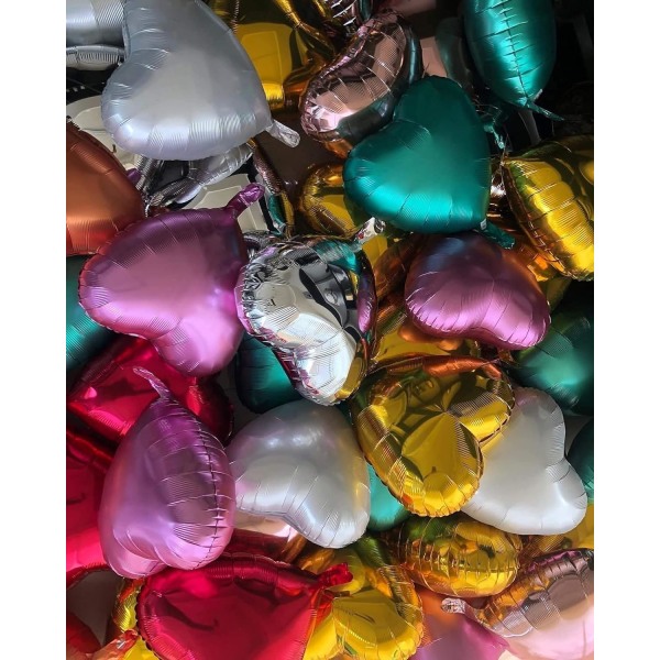 10 st guldfolie hjärtformade ballonger 18 tums hjärta mylar ballonger för baby shower Bröllop alla hjärtans dekorationer Kärleksballonger Festdekorationer