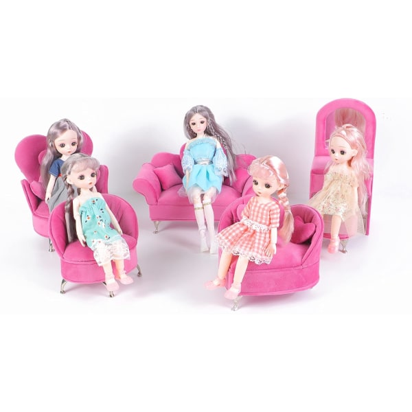 Miniatyyri nukkekodin tarvikkeet nukkekodin huonekalut korurasia naisille tytöille samettisäilytyskorurasia (vaaleanpunainen sohva)