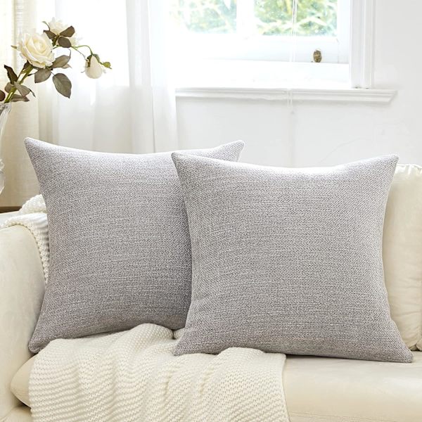 Stora kuddfodral 24x24 tum set om 2 grå dekorativa kuddfodral fyrkantiga accent kuddfodral