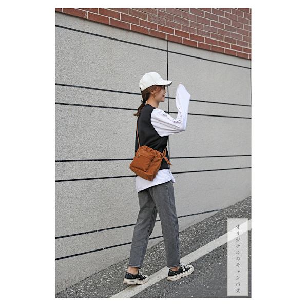 Kvinnor Liten Canvas Handväska Crossbody Väska Dam Söt Liten Dragsko Hink Boho Handväskor