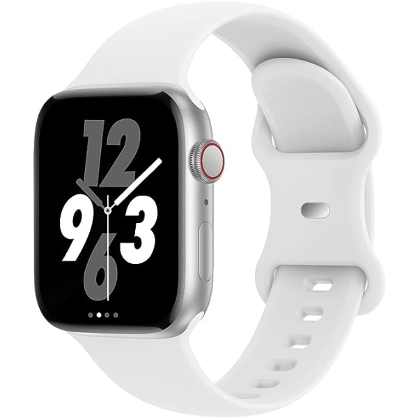 Apple Watch kanssa yhteensopivat rannekkeet 38mm 40mm 41mm, vaihtopehmeä silikoni, urheiluvarusteiden rannekkeet naisille miehille (valkoinen)