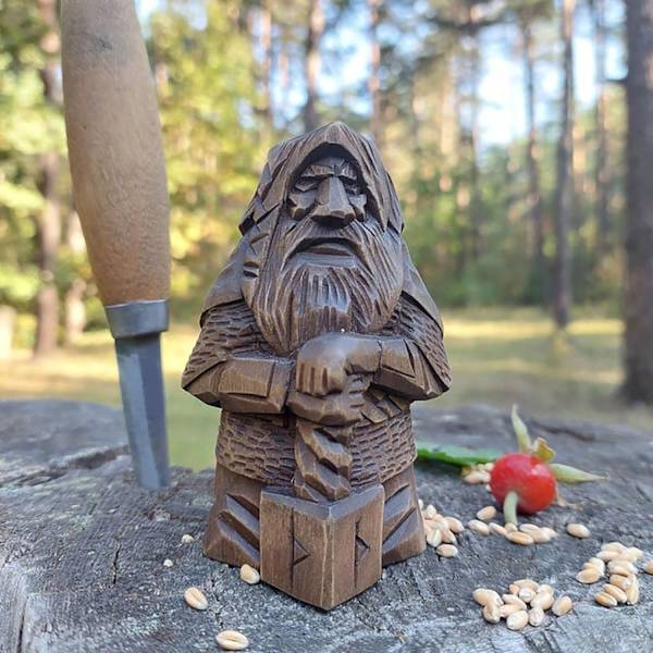 Vikinge Statue Barbar Resin - Vikinge Statue Viking | Figur af den nordiske gud Odin Statue, Vikinge Barbar Statue til havefontæner