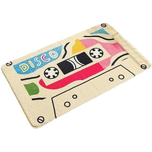 Badmatta för pojkar och flickor, tonåringar, badmatta med vintagemusiktema, retro golvmatta med tejp, halkfri duschmatta