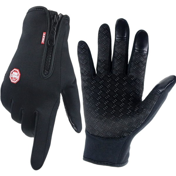 Waterproof Winter Gloves for Men and Women, Windproof, Warm Ski Gloves, Touch Screen, Black, M