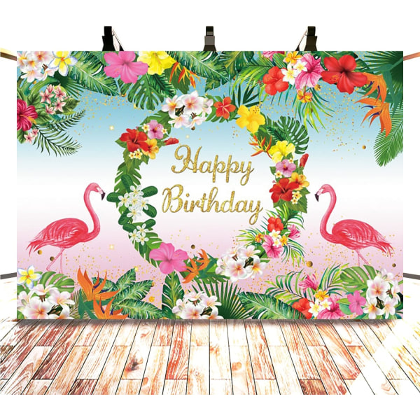 Tropisk Flamingo Bursdagsbakgrunn Bursdagsbannere Havspalme Blomster Baby Shower Dekorasjoner Banner Sommer Tropisk Hawaiiansk Bakgrunn 7x5ft