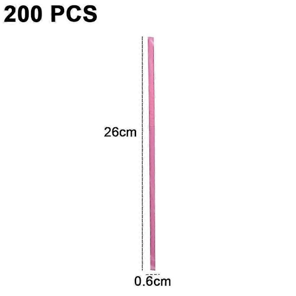 200 kpl Joustavia muovisia juomapillejä, erittäin pitkiä värikkäitä kertakäyttöisiä taipuvia juhlapillejä, 2455 pink