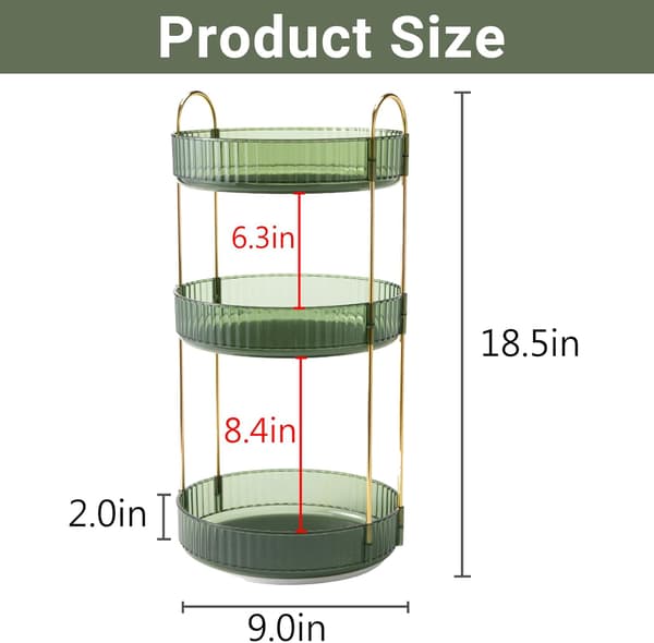 Makeup Organizer - 2 or 3 Drawers Makeup Storage 360° Rotating Makeup Stand Organizer Makeup Tools Green 3 våningar