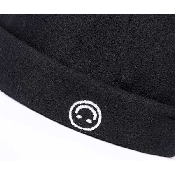 Lipaton hattu Beanie Skullcap Työntekijä Sailor Cap Retro Rolled Cuff Skull Caps säädettävällä（Musta）