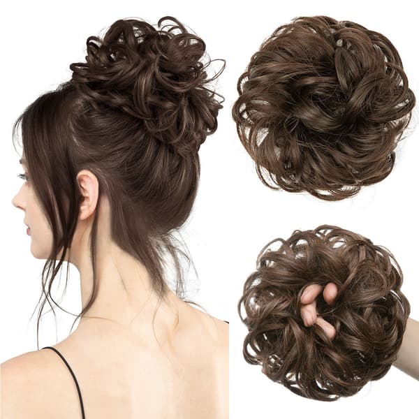 Rotete hårknute hårforlengelse bølget krøllete scrunchie 2 STK CS2