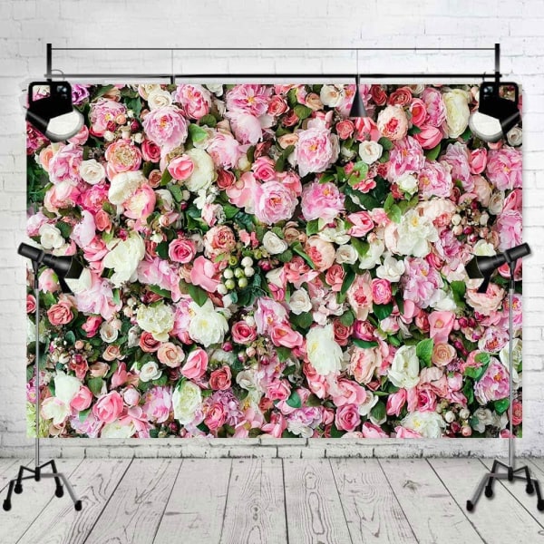 Art Studio 3D Blomster Foto Baggrund Pink Rose Fotografi Baggrund til Billeder Nyfødt Brudebad Fødselsdagsfest 5x3FT