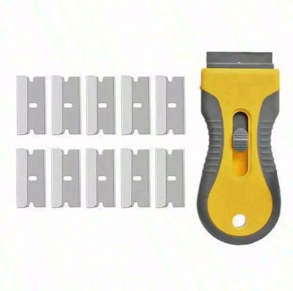 1 pc Induction Hob Scraper with 10 Replacement Blades, Vitroceramic Scraper, Scraper Blade, Scraper, Retractable, compatible Cleaning, Windows, Stove
