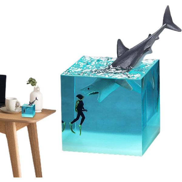 Kube LED-lampe, natlys i harpiks til skrivebordet, dekorative LED-lys til skrivebordet, stue, bogreol,C