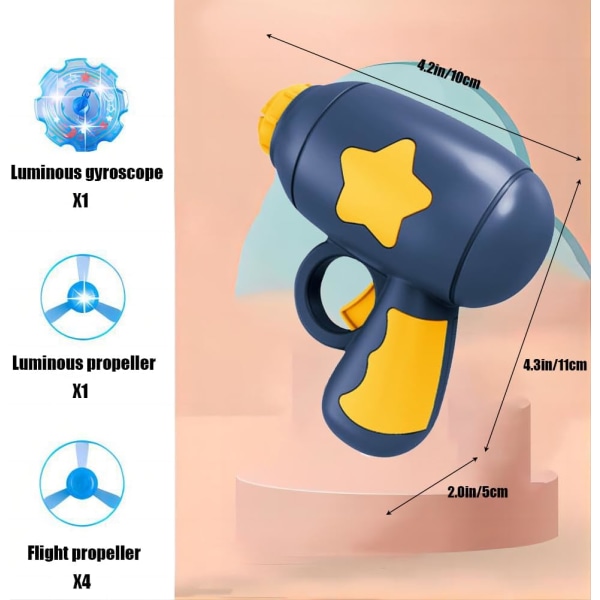 3IN1 Flyvende Disk Launcher Børnelegetøj med 1 Flyvende Underkop Pistol 4 Katte Hente Faldskærm 1 Lysende Propel, Gyroskop Spil (Blå Stil)