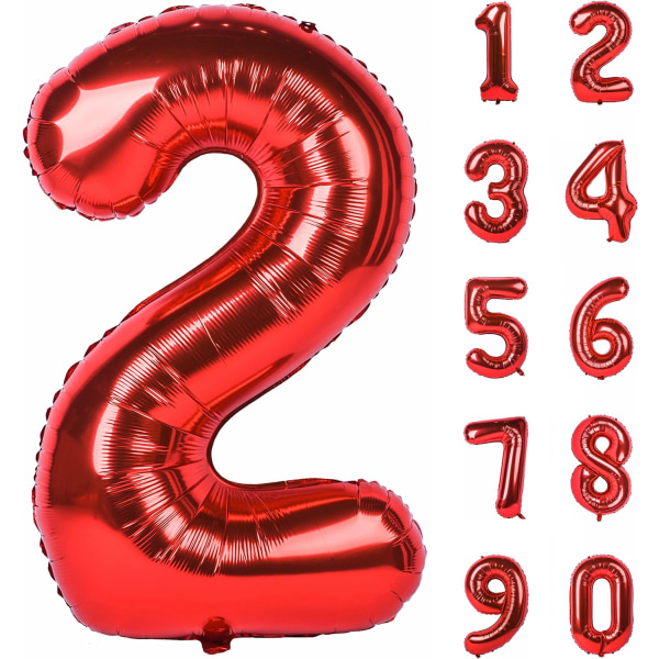 40 tommer rødt store tall 0-9 bursdagsfestdekorasjoner Heliumfolie Mylar stort tallballong Digital to