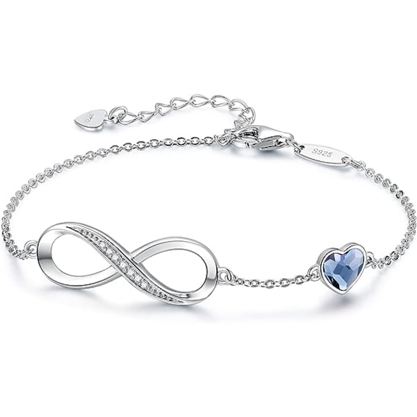 Infinity hjerte symbol charmslenke armbånd for kvinner 925 sterling sølv rustfritt stål justerbar jubileums smykker bursdagsgaver