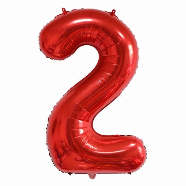 40 tums röda stora siffror 0-9 Födelsedagsfestdekorationer Heliumfolie Mylar Big Number Ballong Digital två