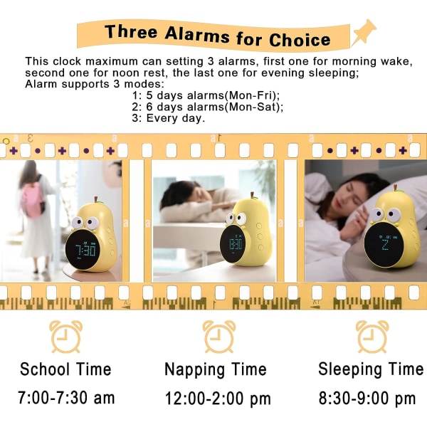 Børnevækkeur til piger Pærevækkeur med snooze Toddler Sleep Training Clock til hjemmekontor i soveværelset