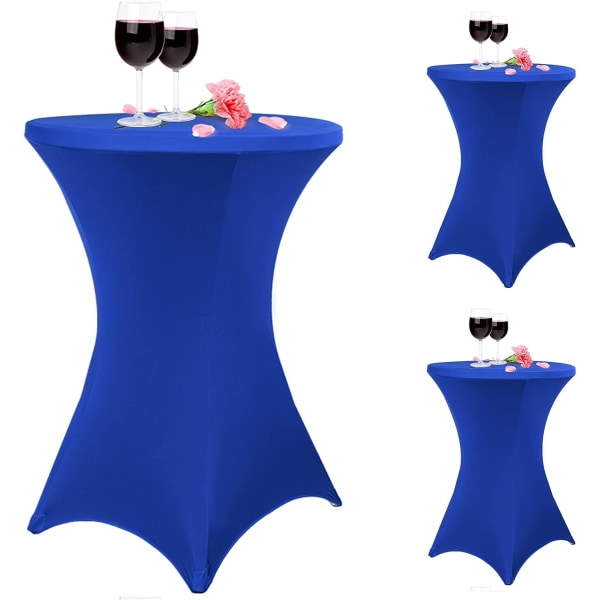 Sett med 3 firkantede hjørner Stretch Cocktail Spandex Duk 80 x 110cm Royal Blue Tilpasset for Høy Bord, Rund Cocktail Duk(Royal Blue)