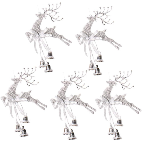 5 st Silver Julgran Hängande Dekor Kreativ Form Hängande Hänge Ren Jul