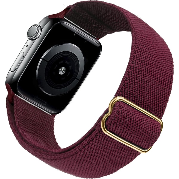 Strekkbart klokkebånd kompatibelt for Apple Watch-bånd 45 mm 44 mm 42 mm Komfortabelt justerbart sportsbånd for kvinner, menn - Vinrød