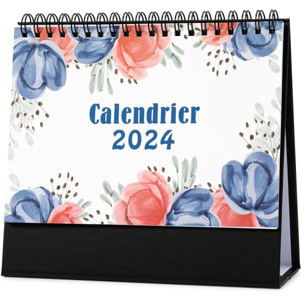 2024 Kalender - 12 månaders skrivbordskalender från januari 2024 till december 2024, Vänd månadskalender med anteckningar, 12,5 x 17,5 cm-B