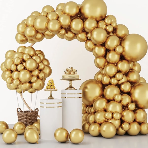 129 stk metalliske guldballoner Latexballoner Forskellige størrelser 18 12 10 5 tommer festballonsæt til festdekoration