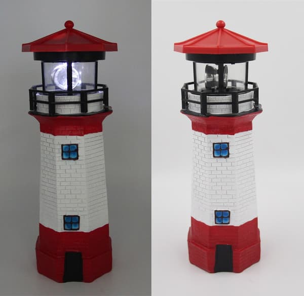 Lighthouse Solar Cell LED Lamp Outdoor Garden Rotating Beam Sensor
