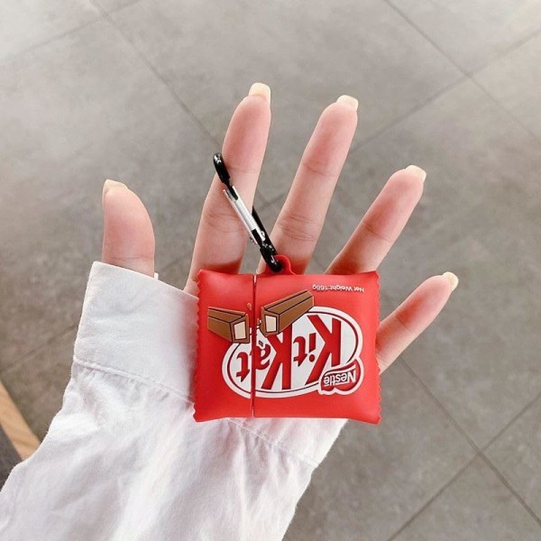 Sødt etui til Airpods 2./1. generation, 3D chokolade Snack Skin Design Silikonetui Beskyttende stødsikkert cover med nøglering til Airpods øretelefoner