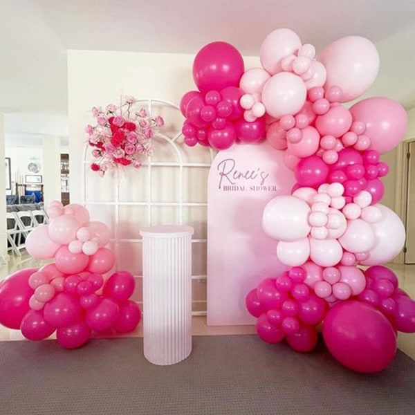 Varm rosa ballonger forskjellige størrelser 105 stk 5/10/12/18 tommer for Garland Arch, lateks festballonger for bryllupsbursdag babydusjjubileum