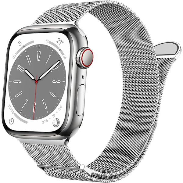 Dam- och herrband i rostfritt stål med magnetlås för iWatch (45 mm/44 mm/42 mm/49 mm, regnbåge).