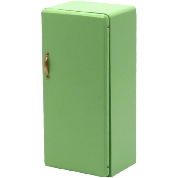 Minikylskåp 1:12 Minikylskåp, dockskåpsmöbler i trä Miniatyrdockhusmöbler för dockskåpskök (grön) Heminredning
