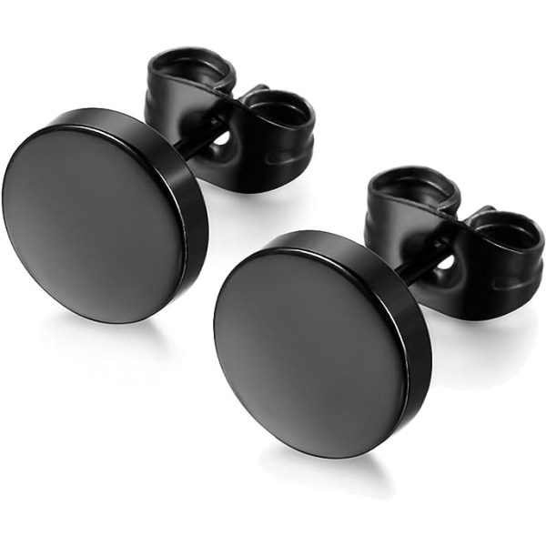 Svarta runda örhängen set i rostfritt stål för män kvinnor 6 par 3 mm-8 mm … (svart)