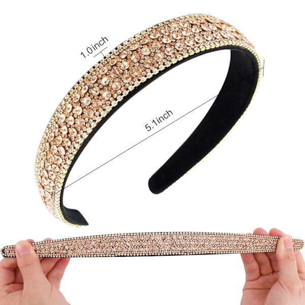Rhinestone pannband kvinnor flickor Bling pannband mode diamant pannband kristall pannband glitter pannband hårbåge hår accessoarer presenter (kaffe)