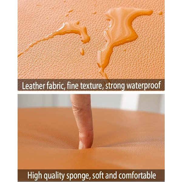 Faux læder spisebordsstol pude med bånd skridsikker hesteskoformet køkkenstol pude og spisestue sædehynde 43*40cm(Farve: Beige)
