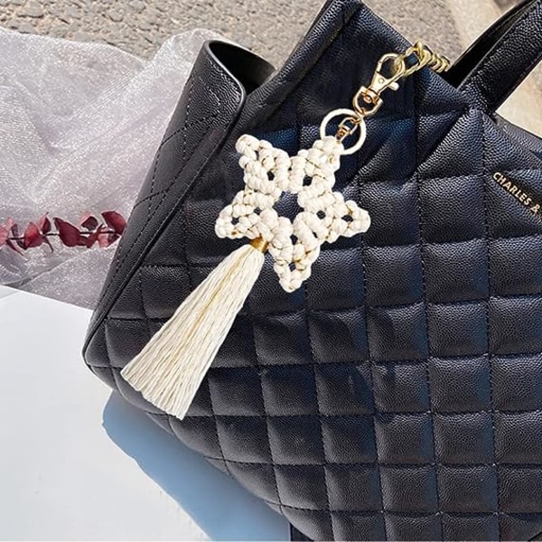 Håndlavet Boho Tassel Nøglering Taske Charm Nøglering til Bilnøgle til Kvinder